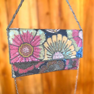 Bolso de mano con cuentas de semillas multicolor para mujer y niña, bolso de mano bordado con cuentas de semillas con estilo para mujer y Niña - Product Image 1