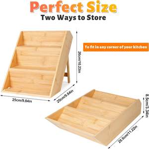 Estante de especias de bambú organizador para gabinete estante de especias plegable de 3 niveles estante de especias de madera organizador de condimentos para encimera - Product Image 5