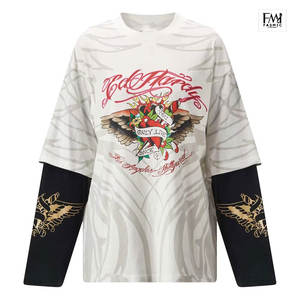 T-shirts imprimés à double couche pour femmes à la mode avec un design personnalisé T-shirts de haute qualité pour la vente en ligne - Product Image 3