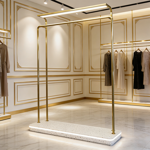 Espositore per Abiti Personalizzabile con LED, Robusto Portabiti da Boutique, Stand Espositivo Dorato per Indumenti - Product Image 2