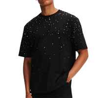 T-shirt imprimé avec des strass personnalisés pour hommes et femmes, t-shirt graphique en gros avec des pierres, t-shirt en coton tendance pour le streetwear