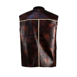 Recién llegado chaleco informal de cuero genuino para hombre con cuello en V transpirable ecológico con múltiples bolsillos para invierno - Product Image 6