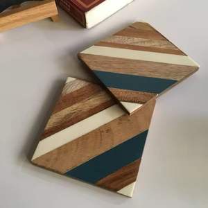 Hot Sale Custom Square <b>Black</b> Slate <b>Coaster</b> Set Natural Handmade with Wooden Holder Factory Direct for Drinks Perfect Mats & Pads - Product Image 5