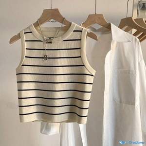 Femmes Crop Top Débardeur Tricoté 100% Coton Respirant Écologique Casual Gym Wear Confortable Rembourré Couleur Unie Teint - Product Image 3