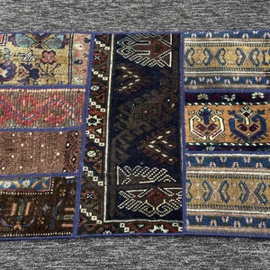 Petit tapis turc vintage 2x6,6 pi (62x200 cm), tapis Herki marron patchwork - Product Image 5