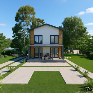 Moderna Villa de Dos Pisos con Estructura de Acero Ligero, con Porche Abierto y Diseño de Jardín - Product Image 3