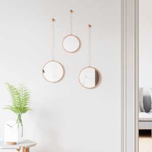 Modern Wall <b>Mirror</b> Set f 3 for Decorative Home Hotel Living Room Bed Room <b>Bath</b> Room Copper Color Glass & Metal wall Mount <b>Mirror</b> - Product Image 4