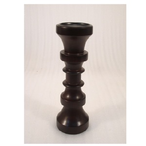 Bougeoir de pilier en bois massif poli noir de qualité supérieure pour la décoration de table de salon à la maison - Product Image 1