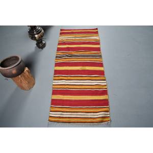 พรมขนแกะเย็บปะสีส้มแดงแบบดั้งเดิม2.1 x 5.1ft วินเทจสไตล์ตุรกีผืนใหญ่โถงทางเดินทรงสี่เหลี่ยมผืนผ้าพรมยาง10มม. ใหม่ - Product Image 1