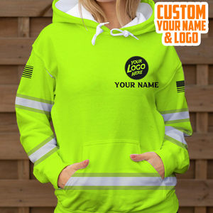 Sweat à capuche de sécurité personnalisé respirant à manches longues avec bande réfléchissante Pull Over Workwear Hi Visibility Safety Hoodie For Men - Product Image 4