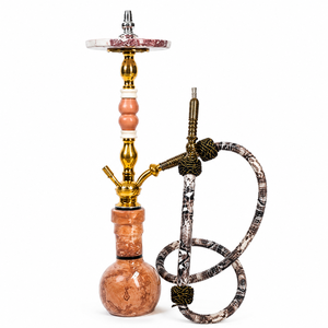 Cachimba de Lujo de Mármol con Espejo de Latón, Set Completo, Pipa de Agua Shisha con Vástago de Acero Inoxidable y Bandeja de Mármol Pesado - Product Image 1