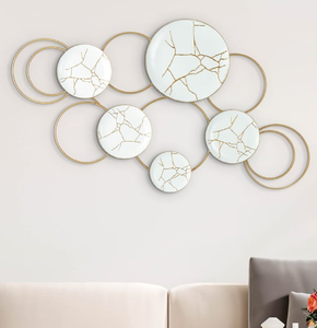 แผ่นโลหะเรียงกันเป็นวงกลมสีดำและสีทองสำหรับแขวนผนังลวดลายศิลปะผนังสำหรับตกแต่งบ้านสำนักงานห้องนอนห้องพักแขก - Product Image 6