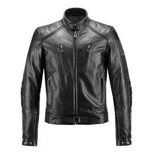 Track Racing Pure Black 100% Real Leather Motorbike Jacket With Protections Motorcycle Riding Genuine Leather Jacket For Men - Product Image 3