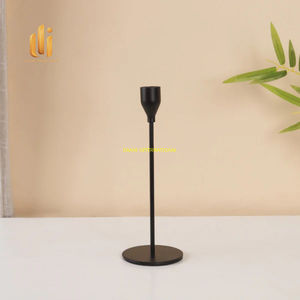 Ensemble de bougeoirs coniques en métal noir minimaliste support de bougie bâton décoratif moderne pièce maîtresse élégante pour le mariage à la maison - Product Image 5