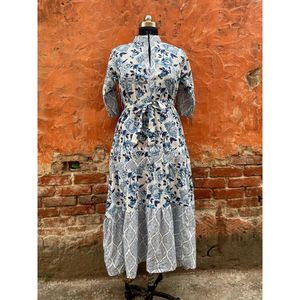 Vestido de verano de algodón con estampado a mano, Túnica india, estilo bohemio - Product Image 2