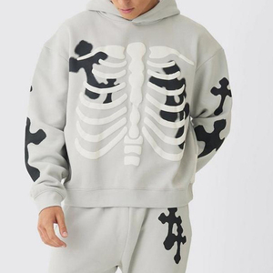 Ensemble survêtement homme en coton 100% surdimensionné pour l'hiver, avec broderie personnalisée, logo personnalisé, sweat-shirt et pantalon en 2 pièces - Product Image 4