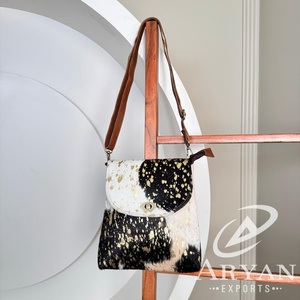 New Hair on Metallic <b>Crossbody</b> <b>Purse</b> Western Cowhide Handbag Premium High Quality Custom Genuine Leather Wholesale Women <b>Purse</b> - Product Image 1