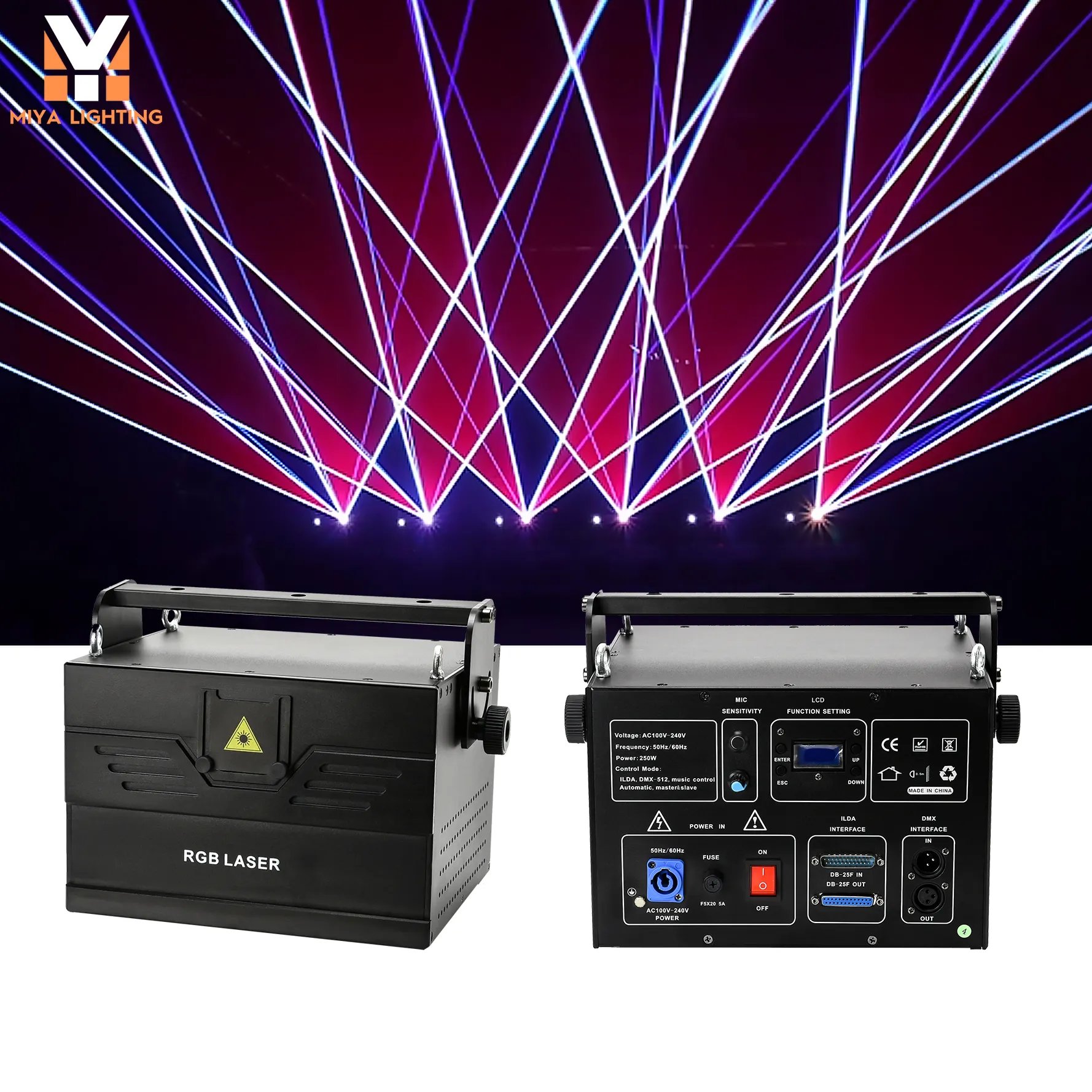 Haute puissance coloré 8W fête scène laser dj disco Pro scène mariage club bar laser