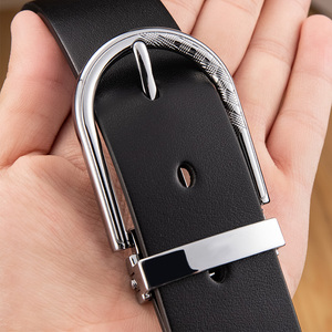 Ceinture en cuir de vache véritable de haute qualité, de style formel et écologique, avec boucles à épingles carrées en alliage. - Product Image 6