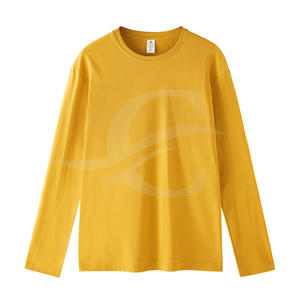 Nuevo diseño 100% algodón suave en blanco personalizado cuello redondo hombres de gran tamaño manga larga Camiseta sólida 220g transpirable - Product Image 3