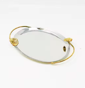 Bandejas DE SERVICIO DE Metal duraderas de lujo Bandejas de espejo de plata de tocador dorado para el hogar Hoteles Restaurantes Almacenamiento Bandejas de servicio de alimentos - Product Image 1