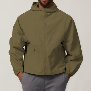 Veste de sport pour homme, coupe-vent à capuche, fermeture éclair, manches longues, poches, randonnée, camping, tenue de loisirs, polyester - Product Image 3