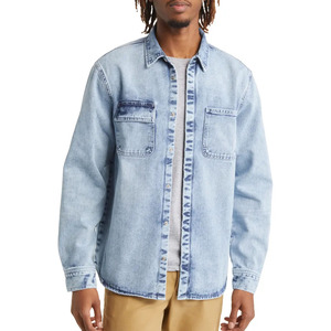 Vestes en jean unies de base personnalisées pour hommes en vente Personnalisation Conception propre Veste en jean à poches multiples pour hommes - Product Image 1
