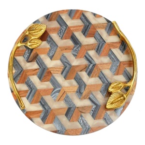 Bandeja de servicio de madera de pino con asas de metal para el hogar, restaurante, boda, fiesta de Diwali para té, aperitivos, desayuno, servicio de café - Product Image 2