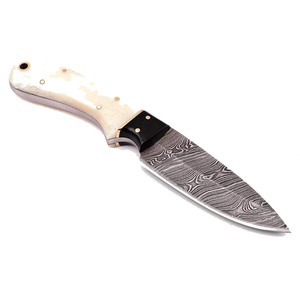 Jexmoo มีดสกินเนอร์เหล็กดามัสกัสทำด้วยมือแบบกำหนดเองพร้อมด้ามจับไม้เรซินและปลอกหนังเหมาะสำหรับเป็นของขวัญในการตั้งแคมป์และล่าสัตว์ - Product Image 5