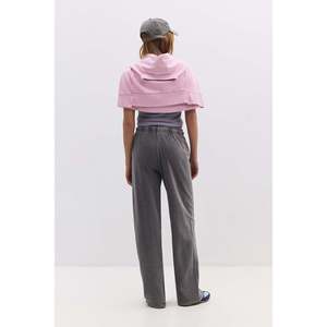 Pantalon large décontracté en coton pour femme, respirant, style cargo évasé, effet froissé, tissu Oxford, taille mi-haute, délavé, automne - Product Image 3