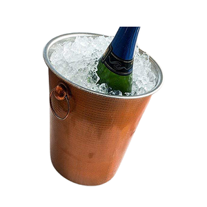 Seau à glace martelé en cuivre de qualité supérieure avec poignée et bouton en métal Seau à glace de forme ronde de conception la plus récente - Product Image 6