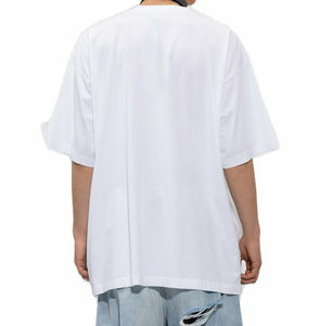 Men's Summer Casual Short T-Shirt Heavyweight Cotton Solid <b>Colour</b> Custom Logo Digital Printing Loose Fit for Fitness - Product Image 5