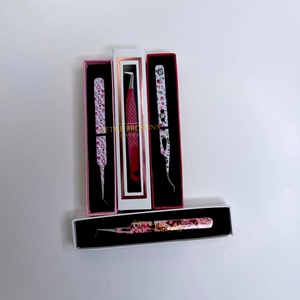 High Quality GETUP BROSONS IMPEX GBI-EET 90/curve/isolation Stainless Steel <b>Silver</b>/Red/Gold Colors Smooth Eyelash Tweezers - Product Image 4