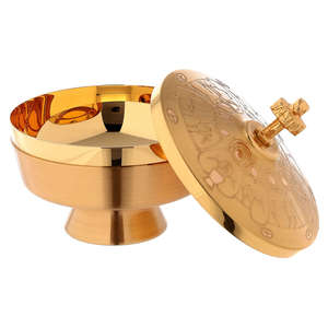 Ciborium ทองเหลืองสีทองทำด้วยมือพร้อมไม้กางเขนดีไซน์ทันสมัยงานฝีมือทางศาสนาหรูหราสำหรับใส่และนมัสการ - Product Image 4
