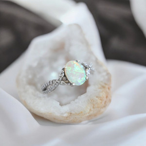 Anillo de juego o fuego de Color ópalo Plata de Ley 925 Diseño único Anillos de compromiso de aniversario de boda con estilo para niñas - Product Image 2