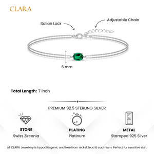 NOVAMART Fine Silver Green <b>Copper</b> Charm <b>Bracelet</b> with Double Chain Rhodium Plated Geometric Solitaire Design Trendy Religious St - Product Image 5