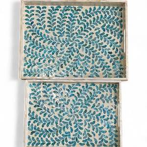 Plateau de service en nacre naturelle fait à la main, écologique, incrusté de coquillages, décoration d'intérieur vietnamienne - Product Image 3