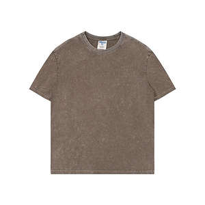 T-shirt surdimensionné unisexe solide délavé à l'acide vintage 100% coton de haute qualité grande taille en vrac impression personnalisée 220GSM bouffée - Product Image 4