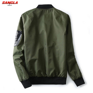 OEM de alta calidad de los hombres de la chaqueta de bombardero de tela personalizada con cremallera estilo Letterman Casual Otoño Invierno Outwear en tallas grandes - Product Image 1
