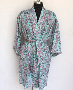 Bata Kimono Vintage Floral de Algodón para Mujer, Elegante Bata de Verano, Manga Ancha, Cordón Ligero, Ropa de Salón de Lujo - Product Image 4