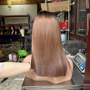 Ombre Brown Color With Lace Bonestraight Make <b>Wig</b> Vietnamese Human Hair for Black Women Styles - Product Image 1
