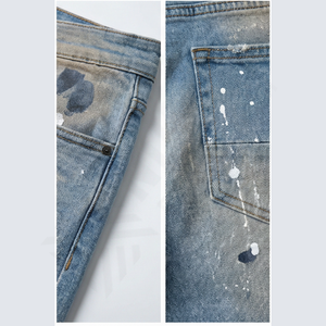 กางเกงยีนส์แฟชั่นผู้ชายคุณภาพสูงแบบใหม่ เอวสูง สไตล์ขาดๆ  ระบายอากาศได้ดี ไซส์ใหญ่ รับผลิตตามสั่ง ขายส่ง - Product Image 5