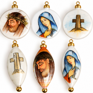 Ornements de Noël peints à la main, décorations religieuses chrétiennes, Jésus, Vierge Marie, croix, décorations suspendues pour l'arbre de Noël - Product Image 6