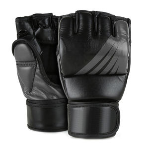 Professionnel Premium Demi Doigt Couverture Sport MMA Cuir Gfrom Pakistan Gris Et Noir MMA Gants Sangle Fermeture - Product Image 4