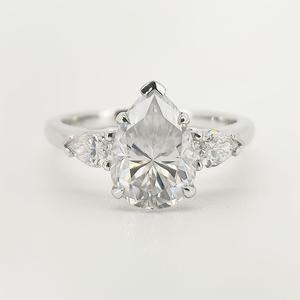 Anillos de Boda de Lujo al por Mayor para Mujer con Moissanita VVS D de Corte Pera de 4ct, Engaste de Garras, Plata de Ley S925, Bañado en Plata, IGI - Product Image 5