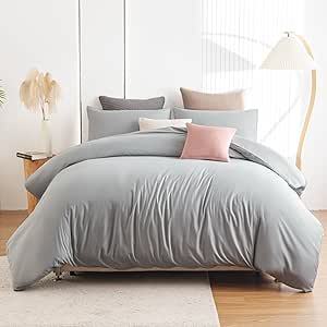 Set <span class=keywords><strong>Copripiumino</strong></span> <span class=keywords><strong>Matrimoniale</strong></span> - Set Biancheria da Letto <span class=keywords><strong>Grigio</strong></span> per Letto <span class=keywords><strong>Matrimoniale</strong></span> con Chiusura a Cerniera, <span class=keywords><strong>Copripiumino</strong></span> in Morbida Microfibra con 2 Federe, <span class=keywords><strong>Grigio</strong></span> - Product Image 2