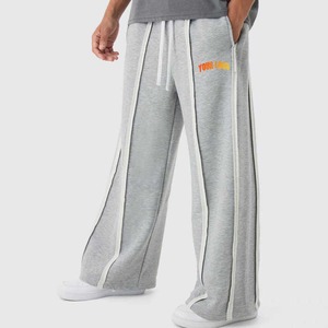 Pantalon de survêtement sur mesure pour hommes 100% coton French Terry Street Wear Baggy All Stripes Logo brodé Mid Waist Washed Canvas - Product Image 1
