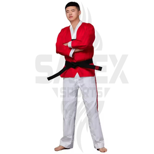Uniformes de Taekwondo Unisex de Alta Calidad, Cuello Negro, Equipo de Entrenamiento para Adultos, 100% Algodón, Secado Rápido, Transpirable, Personalizable, OEM - Product Image 3