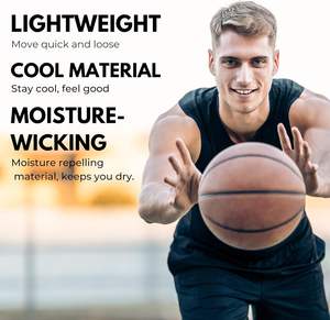 Camiseta de baloncesto sin mangas con cuello redondo para hombre 100% poliéster blanco y negro impreso juegos individuales o camiseta de golpeo - Product Image 2