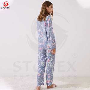 Conjunto de Pijamas para Mujer, 2 Piezas, Diseño Sólido, Traje de Manga Larga y Pantalones, Ropa de Dormir de Satén y Seda para Mujer, Primavera Verano - Product Image 2